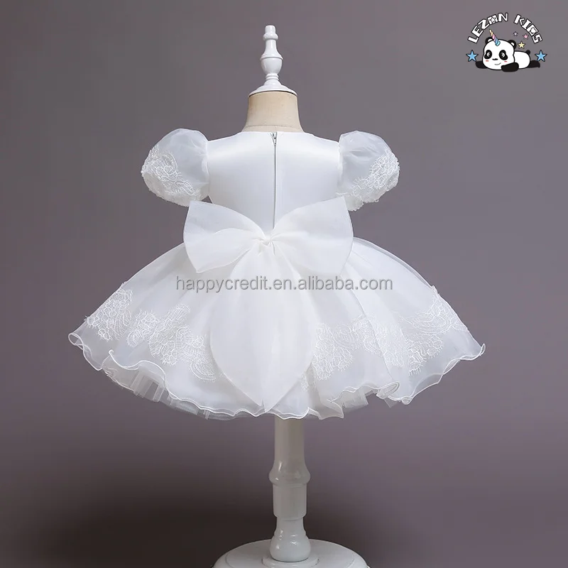 LEZONKIDS - New Baby Girls Dress Flower Kids Church Dresses Children puff  sleeve Party Frock Wear girl dress